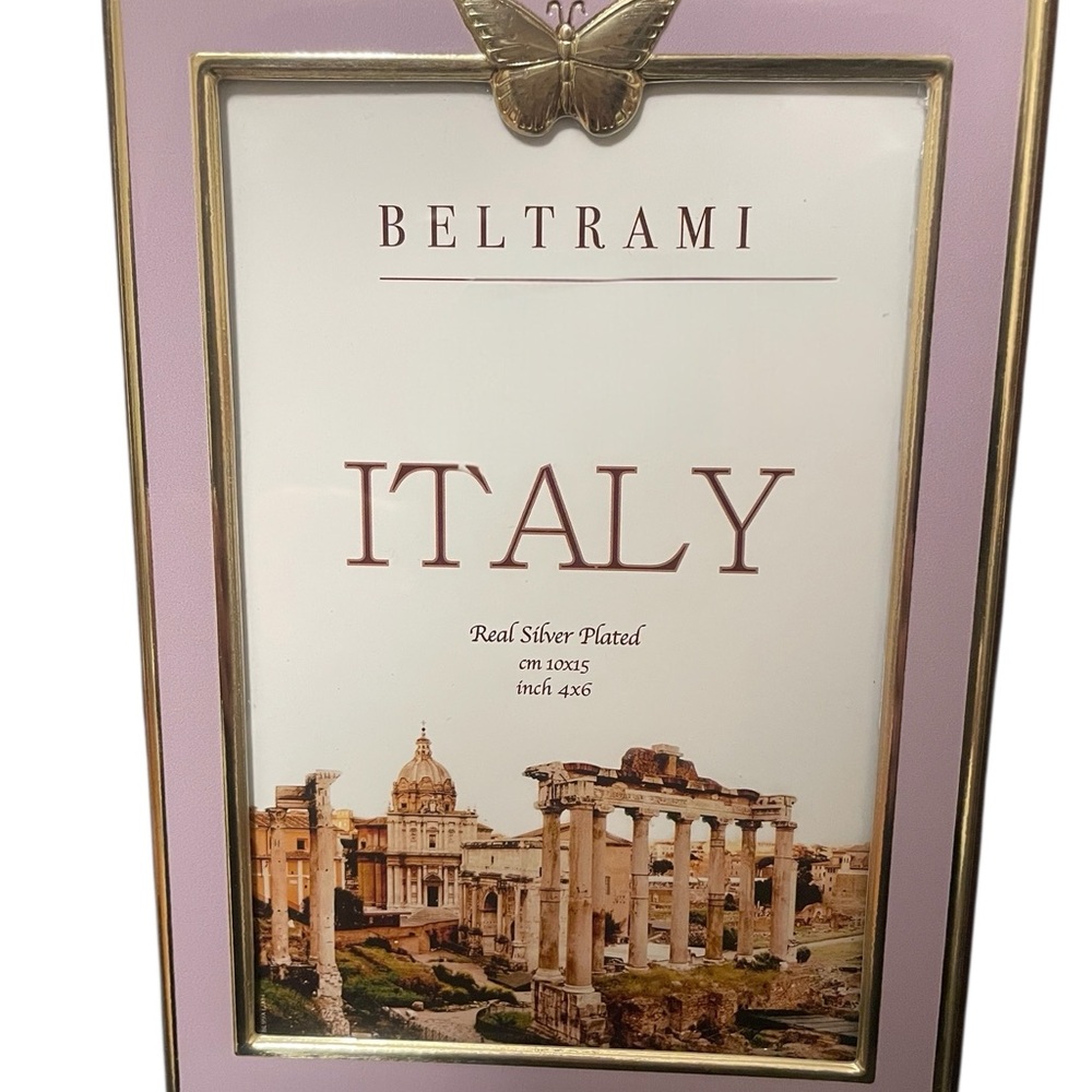 Beltrami Silver Plated - 4x6 -Picture Frame - Lavender Frame with Gold Butterfly